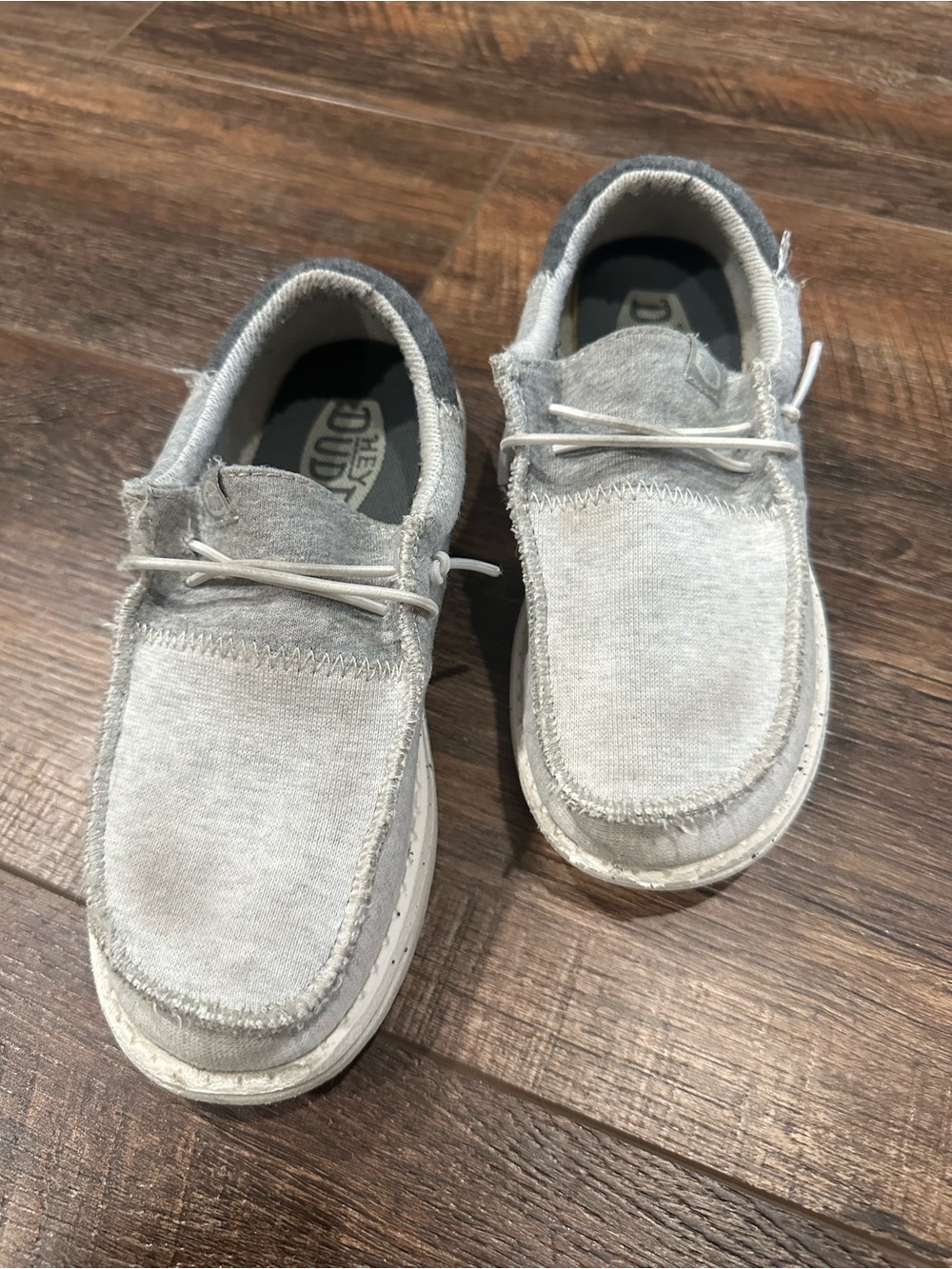 Hey Dude Kids Light Gray Canvas Slip-On Boat Shoes